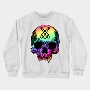 Human skull with Sigil of Lucifer Crewneck Sweatshirt